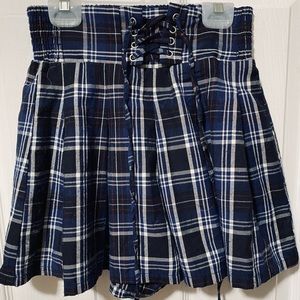 Blue plaid skort